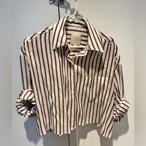 Striped Blouse with Burgundy and White Design